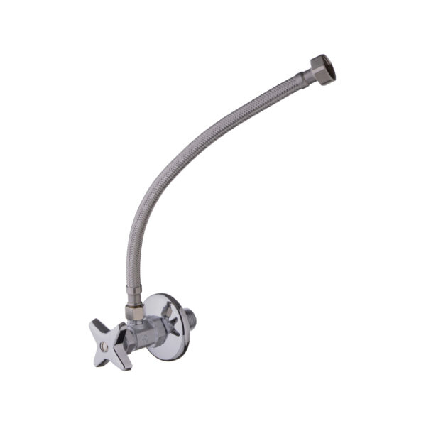 Conjunto Llave Angular Metálica con Manguera Flexible de 12" para Lavabo<br>E262.03 DH