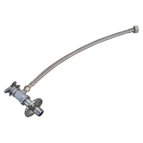 Conjunto Llave Angular Metálica con Manguera Flexible 16"  para Lavabo<br>E262.05 DH