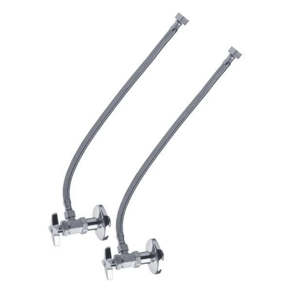 Conjunto Llaves Angulares Metálicas con Manguera Flexible 16"  para Lavabo<br>E262.06 DH
