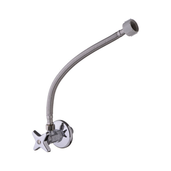 Conjunto Llave Angular Metálica con Manguera Flexible 12" para Inodoro<br>E266.02 DH